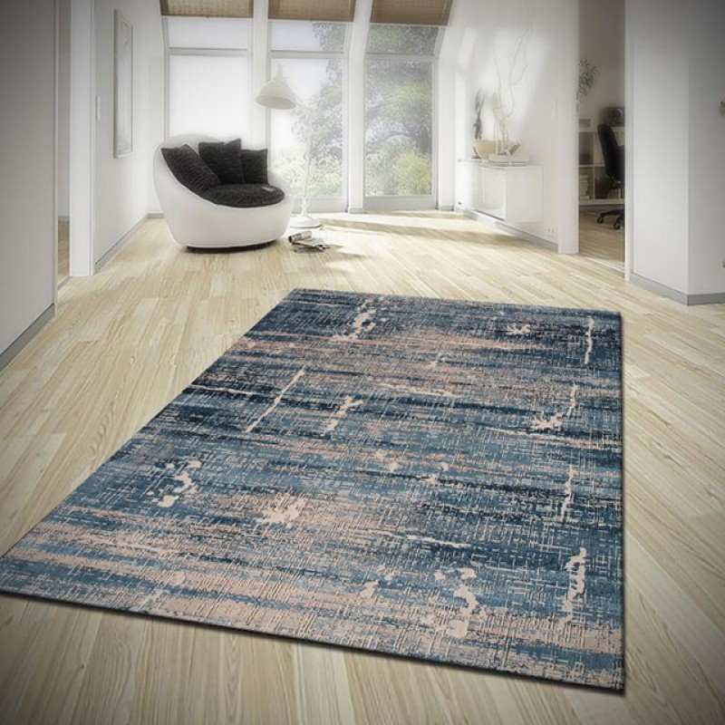 alfombra poliéster santana barry azul 