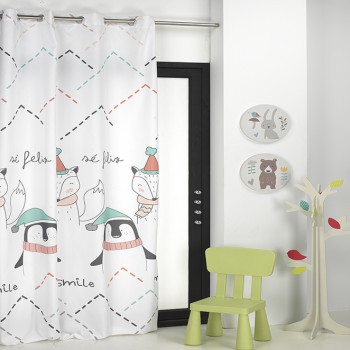 cortina confeccionada infantil pingüino