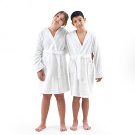 diseño albornoz liso blanco con capucha para niño o niña 
