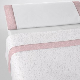 juego de sábanas algodón cuna estrellitas rosa